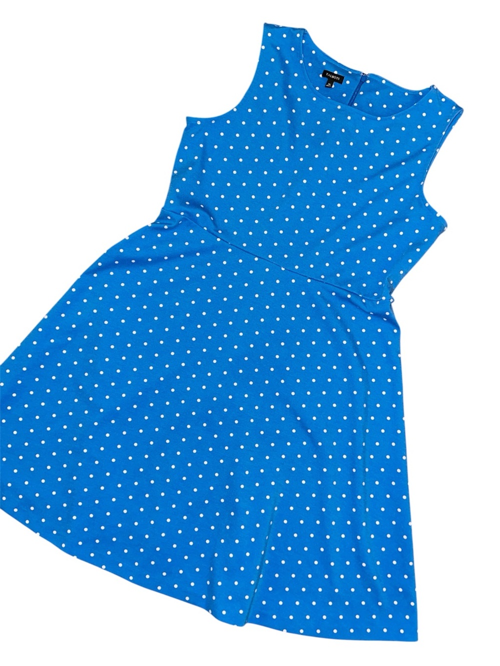 Talbots Bright Blue Polka Dot Sleeveless ladies Dress Size XL